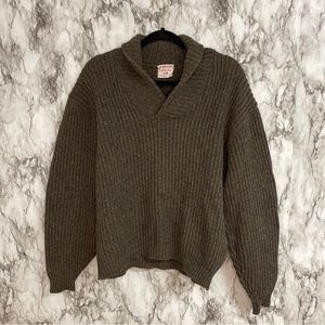 Vintage 1950's McGregor Brown Jumbo Scandia Wool Sweater Made In USA Sz 44 Large